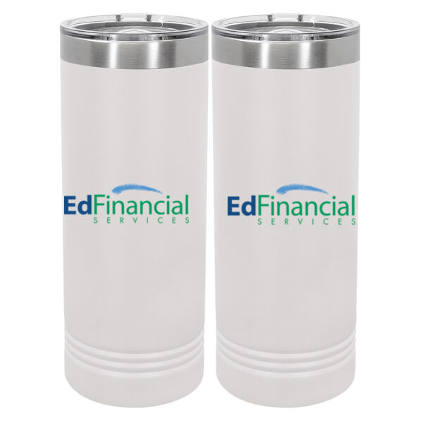 Printed  - 20 oz Stainless White Skinny Tumbler with Stainless Straw and Lid Thumbnail
