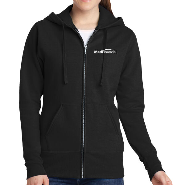Printed MedFinancial - Ladies Core Fleece Full Zip Hooded Sweatshirt Thumbnail