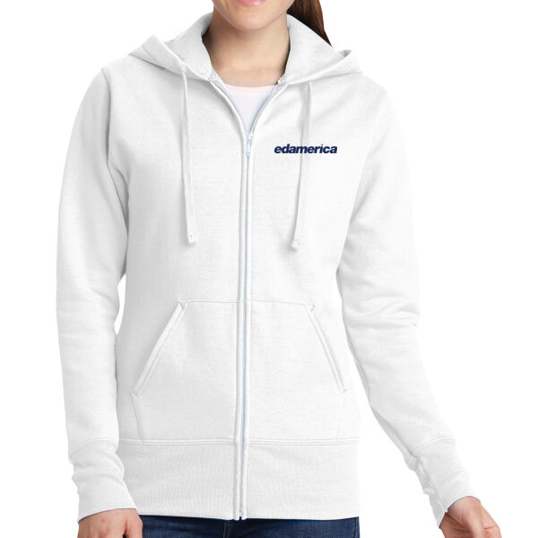 Printed edamerica - Ladies Core Fleece Full Zip Hooded Sweatshirt Thumbnail