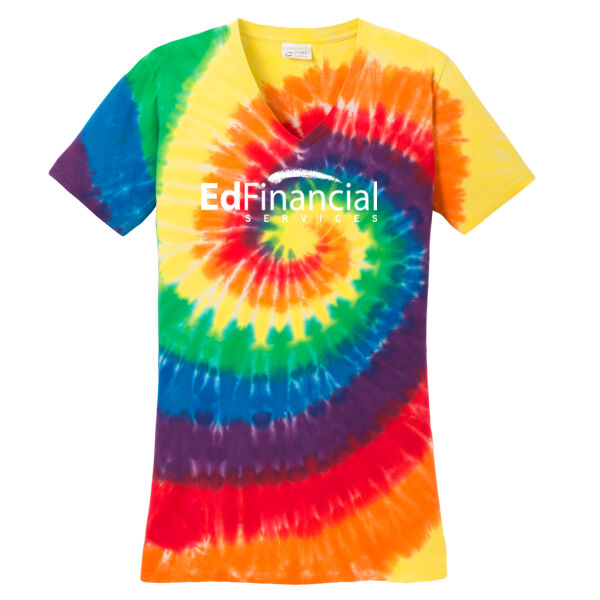 EdFinancial Printed  - Ladies Tie Dye V Neck Tee Thumbnail