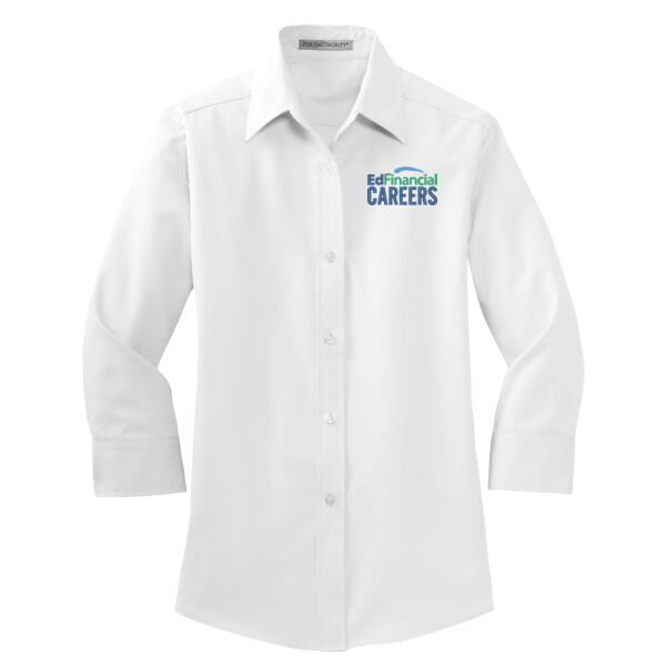 EdFinancial Careers Color Embroidery - Ladies 3/4 Sleeve Easy Care Shirt Thumbnail